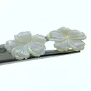 6pc Hawaiian Flower Mother Of Pearl Beads 25mm Hand Carved DIY Bridal Jewelry Earring Making Charms Hand Made Tropical Pendants WM-0138