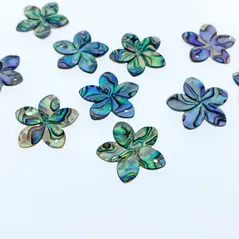 2pc Plumeria Flower Beads Natural Abalone Shell 20mm Hand Carved AB-0012