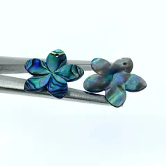 2pc Plumeria Flower Beads Natural Abalone Shell 20mm Hand Carved AB-0012